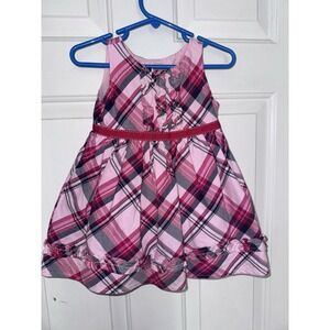 Gymboree Girls 12-18M Pink Plaid Preppy Puppy Twill Jumper Dress